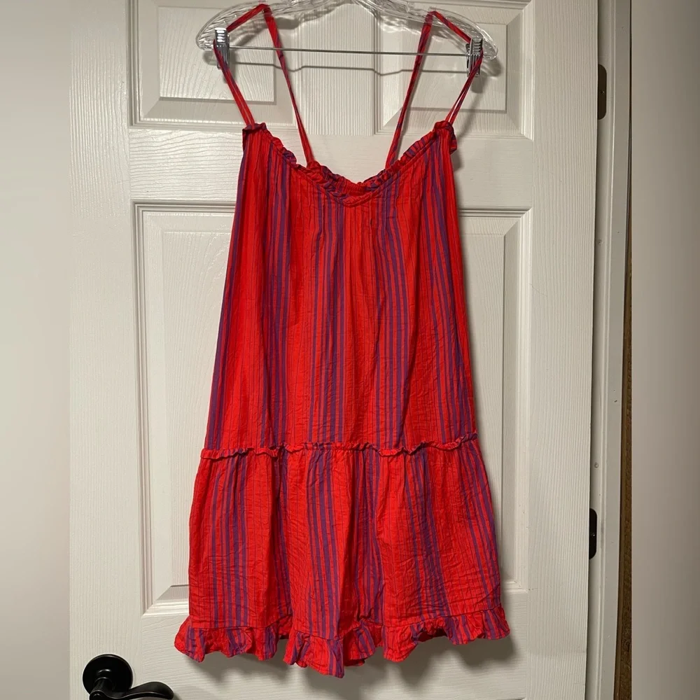 Universal Thread Woman's Dress Mini Sleeveless Red Stripe Pintuck Size XL - Picture 3 of 8